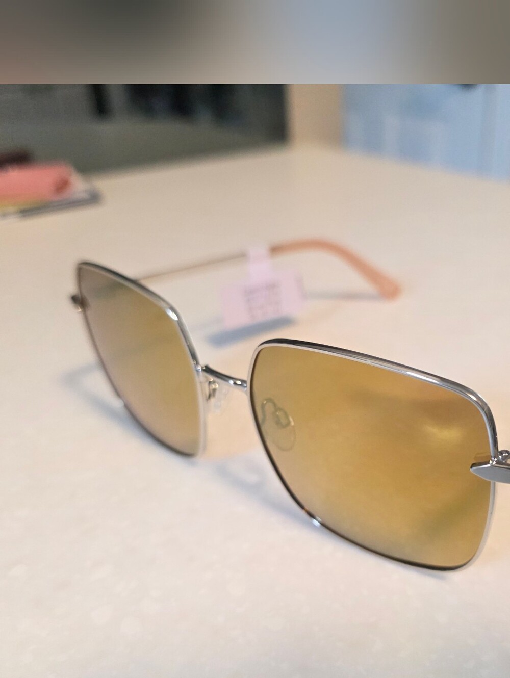Stylish Women's Silver Frame Sunglasses with Gold Mirrored Lenses